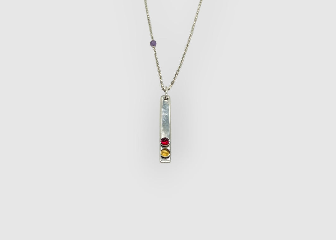 Mom necklace with birthstones on white background