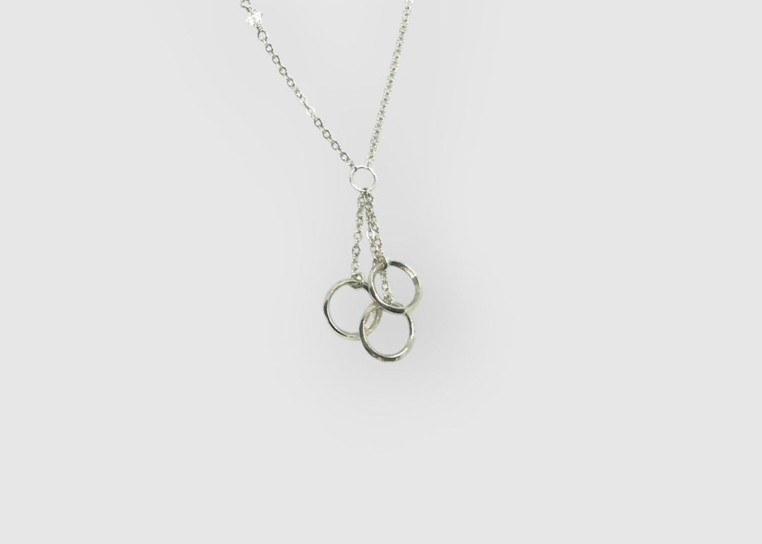 Triple Circle Y-Shaped Necklace Silver | Diamante