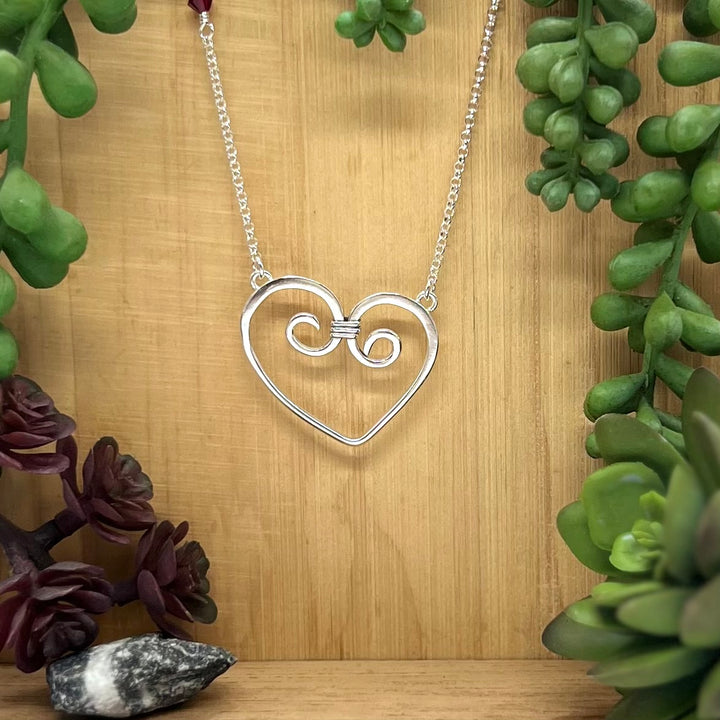 Double Swirl Heart Necklace