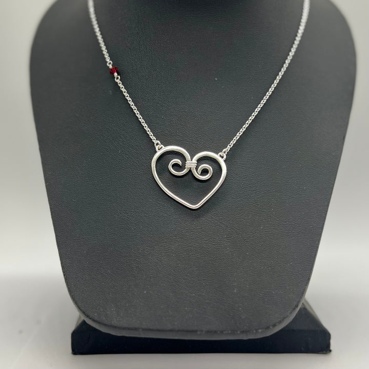 Double Swirl Heart Necklace