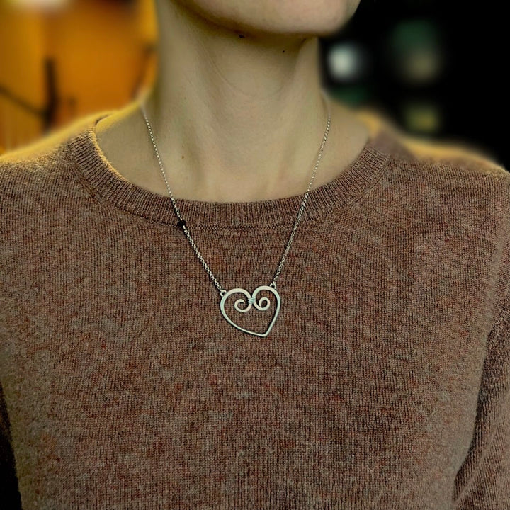 Double Swirl Heart Necklace