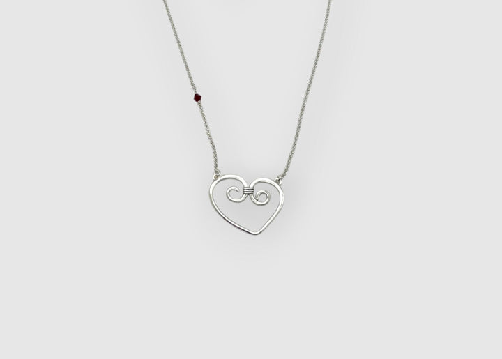 Double Swirl Heart Necklace