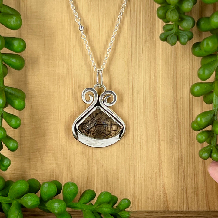 Tourmalinated Quartz Pendant set in Sterling Silver | OOAK