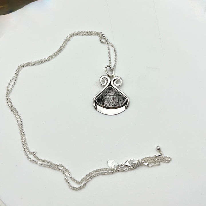 Tourmalinated Quartz Pendant set in Sterling Silver | OOAK
