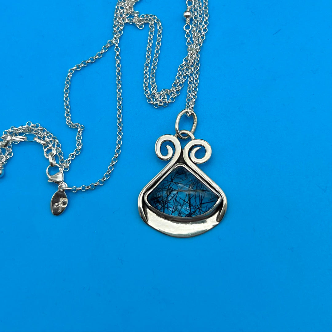 Tourmalinated Quartz Pendant set in Sterling Silver | OOAK