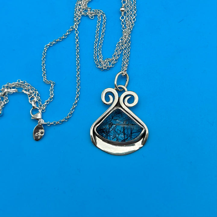 Tourmalinated Quartz Pendant set in Sterling Silver | OOAK