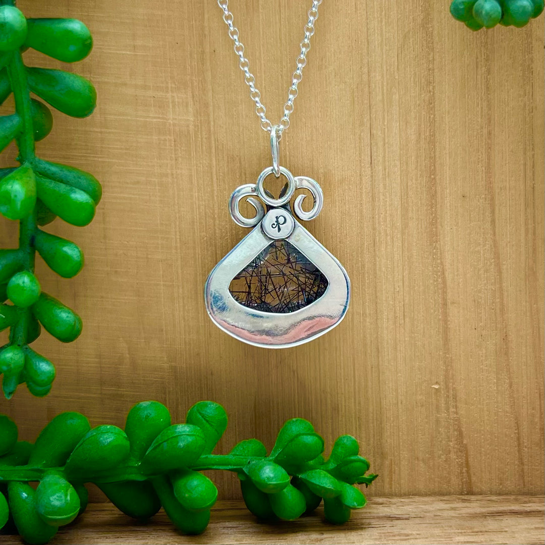Tourmalinated Quartz Pendant set in Sterling Silver | OOAK
