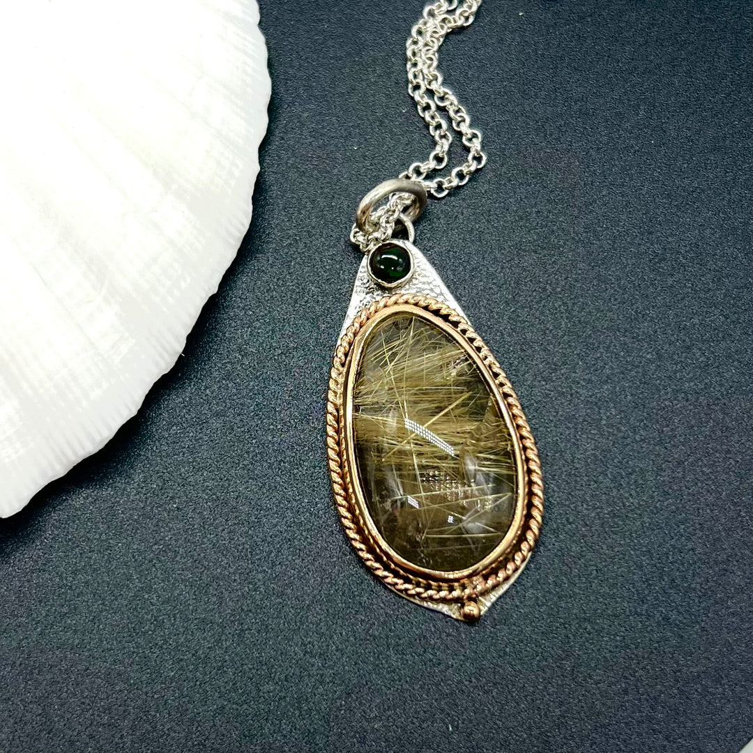 Rutile Quartz in 14k Yellow Gold