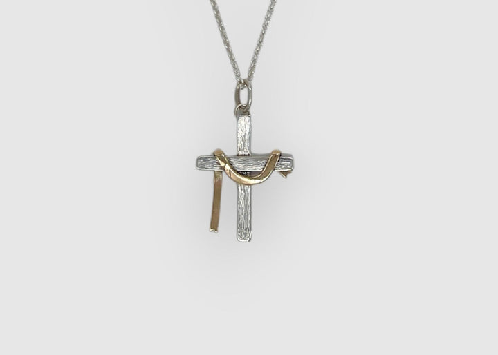 Sterling Silver Cross with 14k Gold Drape