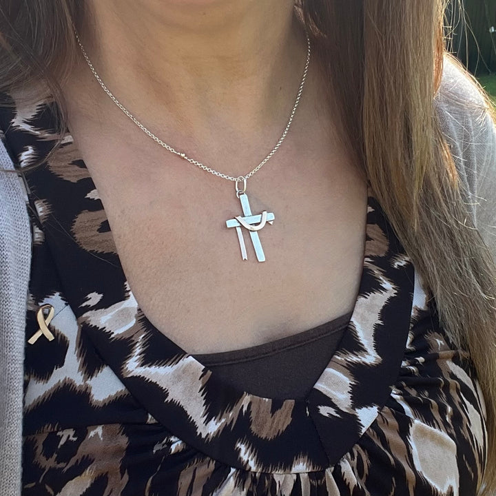 Sterling Silver Cross with 14k Gold Drape