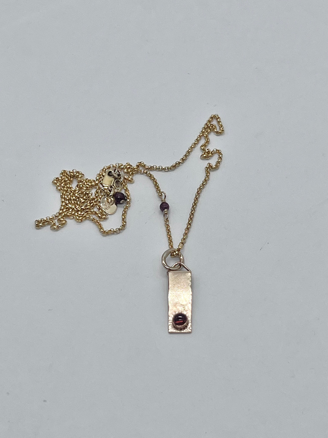 Gold Bar with Garnet Necklace