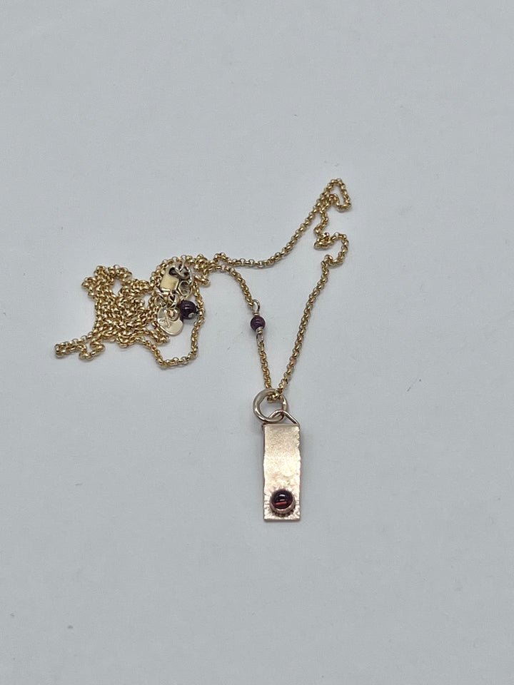 Gold Bar with Garnet Necklace