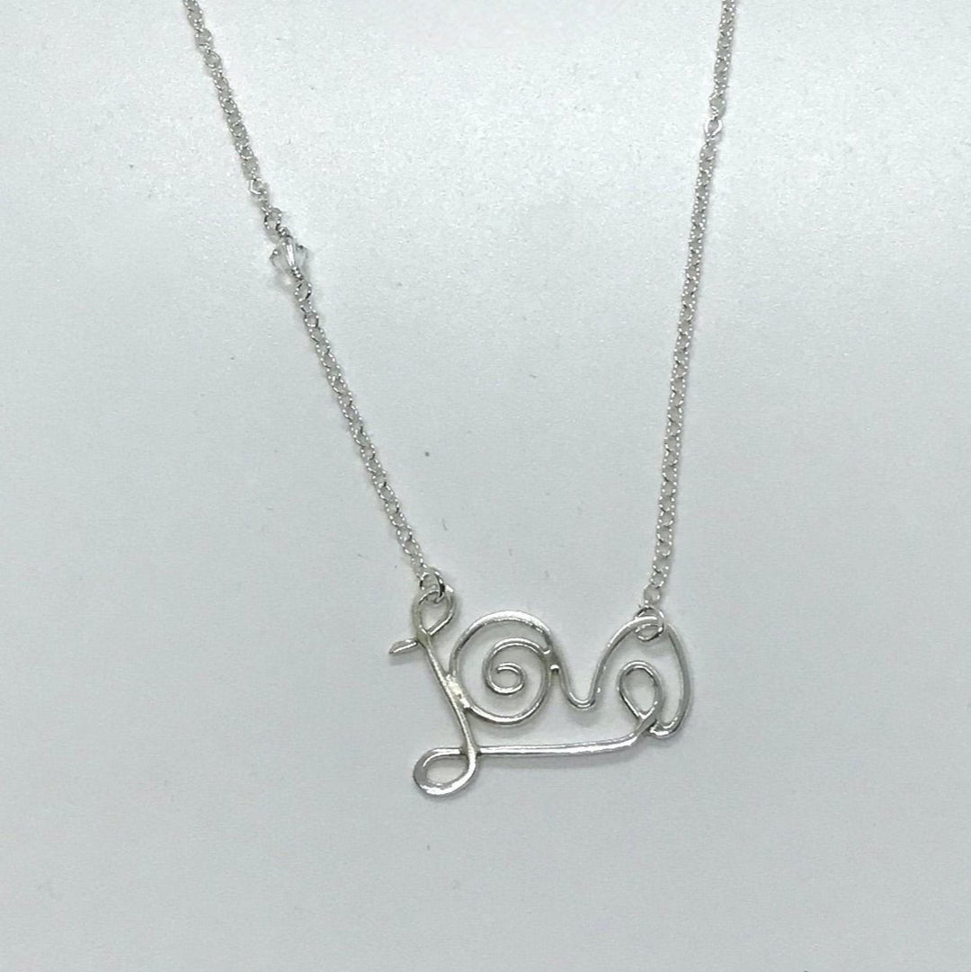 silver love necklace